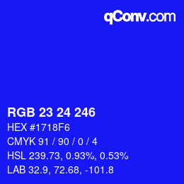 Color code: RGB 23 24 246 | qconv.com
