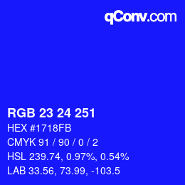 Código de color: RGB 23 24 251 | qconv.com