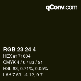 カラーコード: RGB 23 24 4 | qconv.com