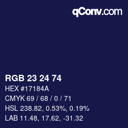 颜色代码: RGB 23 24 74 | qconv.com