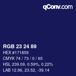 Color code: RGB 23 24 89 | qconv.com