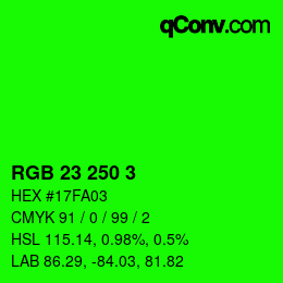 Color code: RGB 23 250 3 | qconv.com