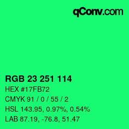 Color code: RGB 23 251 114 | qconv.com