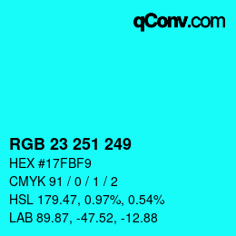 Color code: RGB 23 251 249 | qconv.com