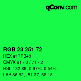 Color code: RGB 23 251 72 | qconv.com