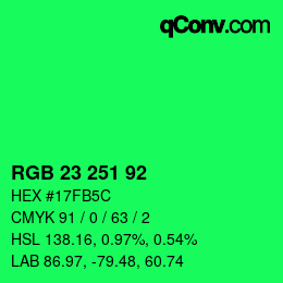 カラーコード: RGB 23 251 92 | qconv.com