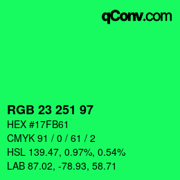 Color code: RGB 23 251 97 | qconv.com