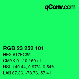 Color code: RGB 23 252 101 | qconv.com