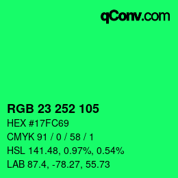 Color code: RGB 23 252 105 | qconv.com