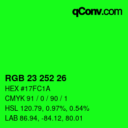 Color code: RGB 23 252 26 | qconv.com