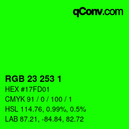 Color code: RGB 23 253 1 | qconv.com