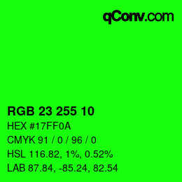 Color code: RGB 23 255 10 | qconv.com