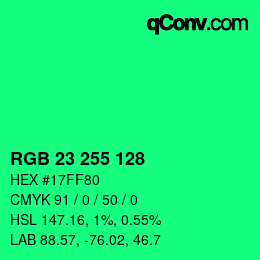 Color code: RGB 23 255 128 | qconv.com
