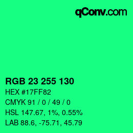 Color code: RGB 23 255 130 | qconv.com