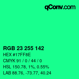 Color code: RGB 23 255 142 | qconv.com