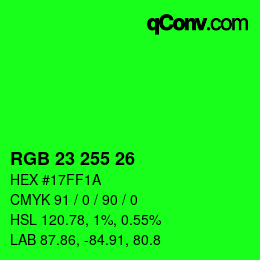 Color code: RGB 23 255 26 | qconv.com