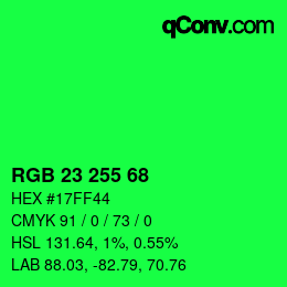 カラーコード: RGB 23 255 68 | qconv.com