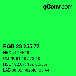 Color code: RGB 23 255 72 | qconv.com