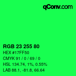 Color code: RGB 23 255 80 | qconv.com