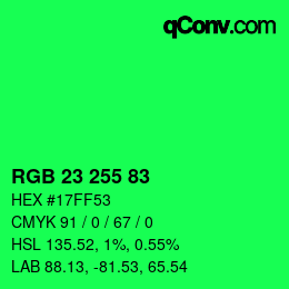 Color code: RGB 23 255 83 | qconv.com