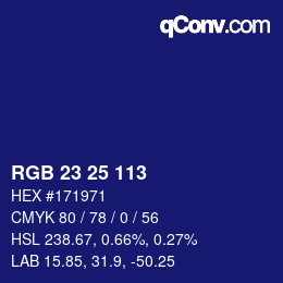 Color code: RGB 23 25 113 | qconv.com