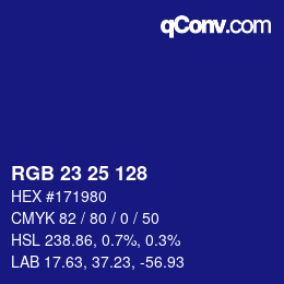 カラーコード: RGB 23 25 128 | qconv.com