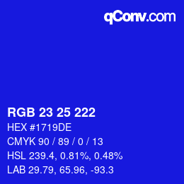 カラーコード: RGB 23 25 222 | qconv.com