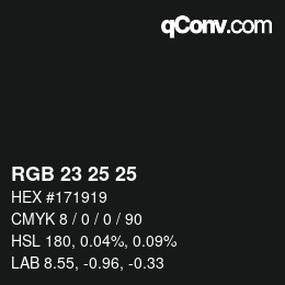 Color code: RGB 23 25 25 | qconv.com