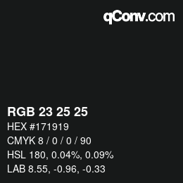カラーコード: RGB 23 25 25 | qconv.com