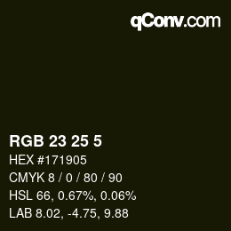 Color code: RGB 23 25 5 | qconv.com