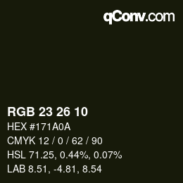 カラーコード: RGB 23 26 10 | qconv.com