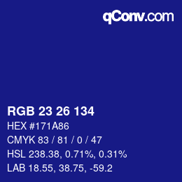 Color code: RGB 23 26 134 | qconv.com