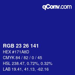 Color code: RGB 23 26 141 | qconv.com