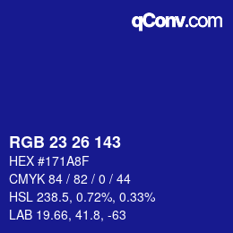 カラーコード: RGB 23 26 143 | qconv.com