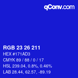 カラーコード: RGB 23 26 211 | qconv.com