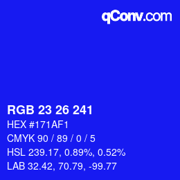 Color code: RGB 23 26 241 | qconv.com