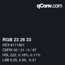 Color code: RGB 23 26 33 | qconv.com