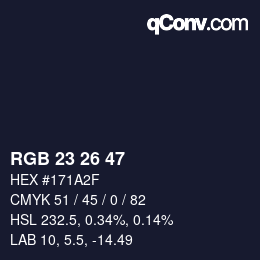 Color code: RGB 23 26 47 | qconv.com