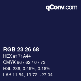 Color code: RGB 23 26 68 | qconv.com
