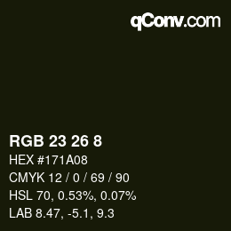 Code couleur: RGB 23 26 8 | qconv.com