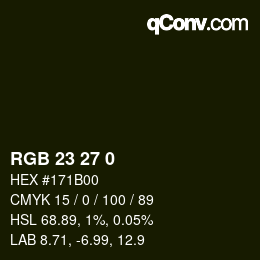 Color code: RGB 23 27 0 | qconv.com