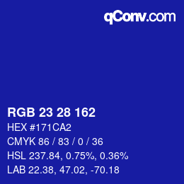 Color code: RGB 23 28 162 | qconv.com