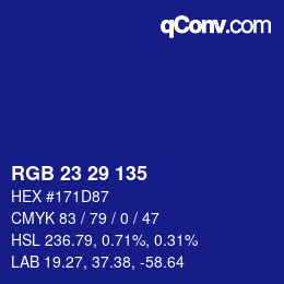 Color code: RGB 23 29 135 | qconv.com