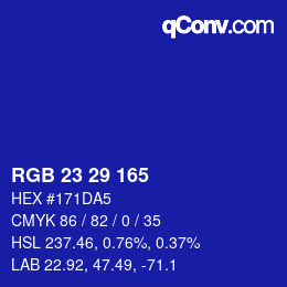 Color code: RGB 23 29 165 | qconv.com