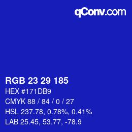 Color code: RGB 23 29 185 | qconv.com