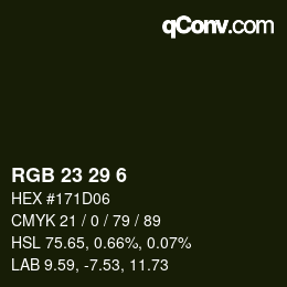 カラーコード: RGB 23 29 6 | qconv.com