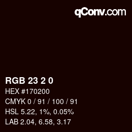 カラーコード: RGB 23 2 0 | qconv.com