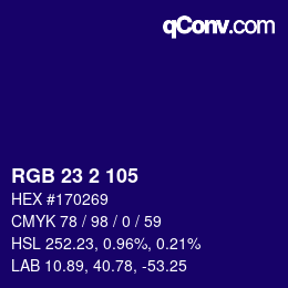Color code: RGB 23 2 105 | qconv.com