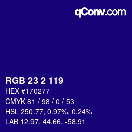 カラーコード: RGB 23 2 119 | qconv.com