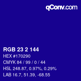 カラーコード: RGB 23 2 144 | qconv.com